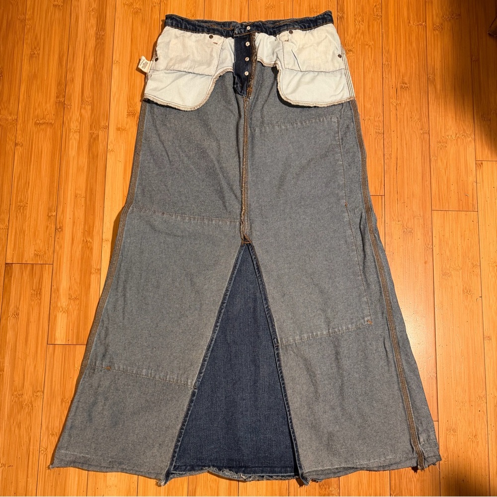 Free People Leanne Patchwork Denim Maxi Skirt Size 28 - Picture 9 of 16